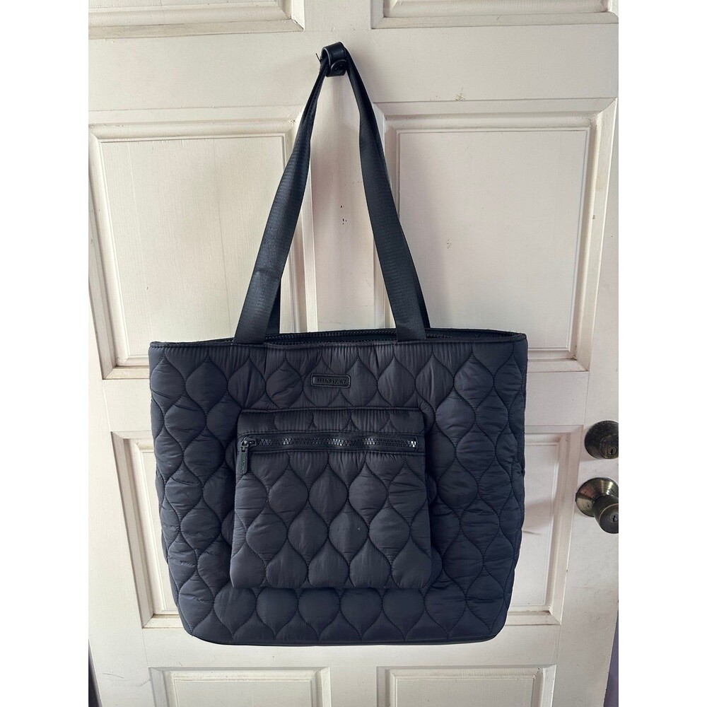 Ellen Tracy Nylon Scalloped Quilted Puffer Top Zipper Travel Laptop Tote